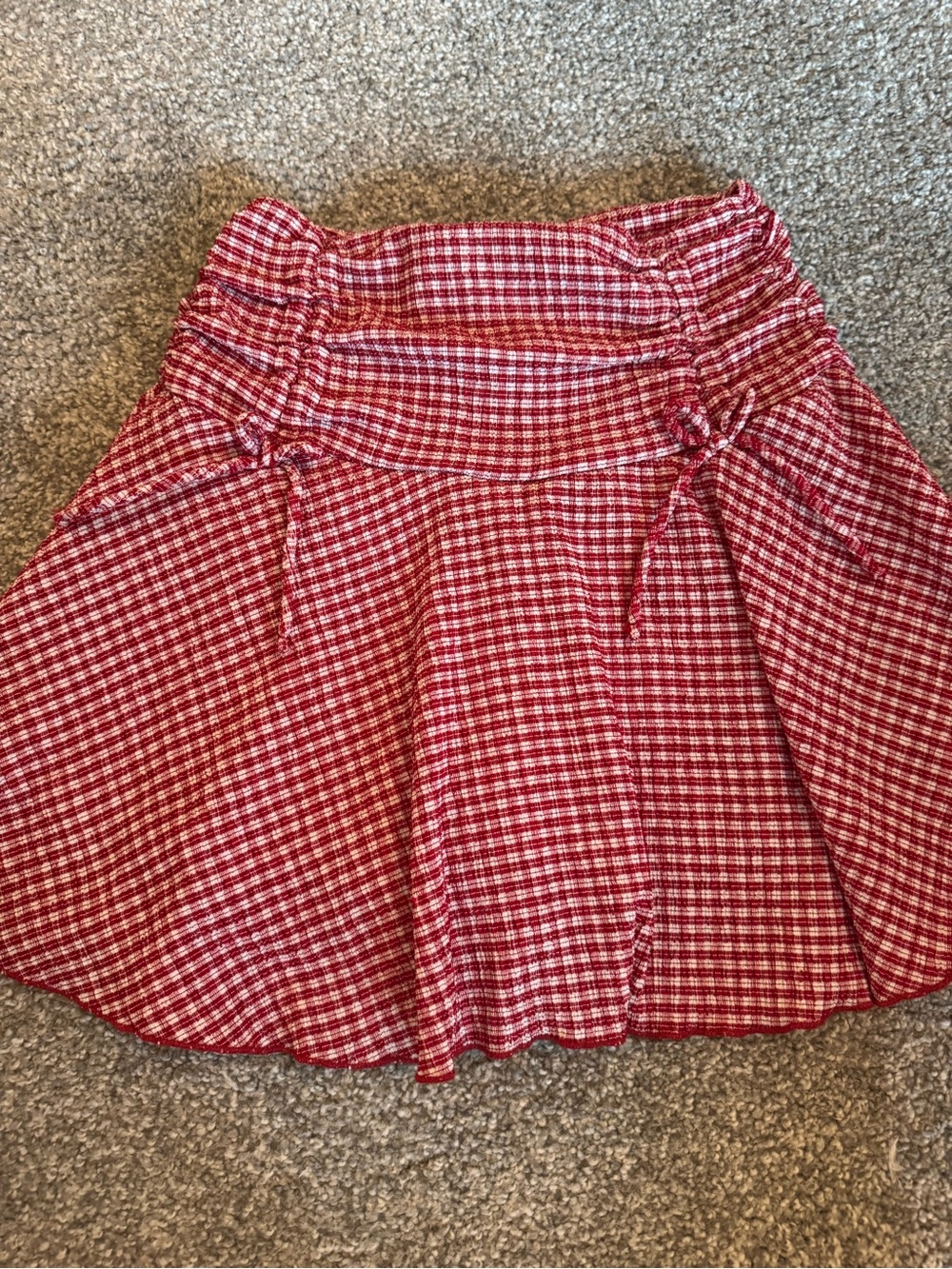Zara girls Red & White Gingham Tie-Waist Skater Skirt Age 11-12 NWOT